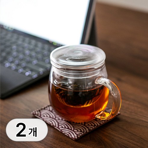 하모니하우스 1+1 투명 내열 유리 찻잔 세트 500ml 뚜껑 있는 차 거름망 머그 컵 인퓨저 티 유리컵 차거름망 머그컵 차망 다기잔 머그잔 손잡이 유리잔 인퓨져 일체 홈카페, 2개