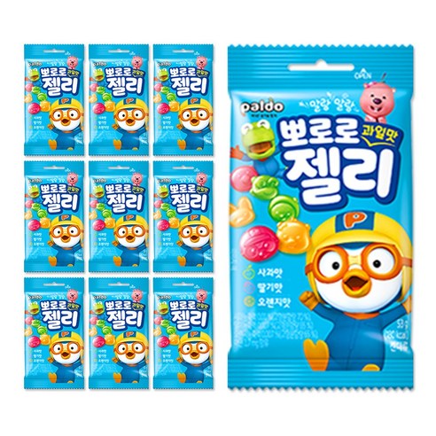 해호 뽀로로 과일맛 젤리 3가지맛, 53g, 10개