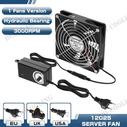 120mm 3000RPM 선풍기 냉각 컨트롤러 12cm 12V 220V Btc 기계 섀시 워크스테이션 캐비닛 라디에이터 서버 선풍기, 3) 1 Fan Hydraulic - 없음 RGB-UK