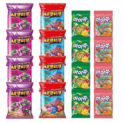 새콤달콤 포도복숭아 200g 4p+ 딸기블루베리소다 200g 4p+ 마이쮸 애플망고 100g 4p + 캔달루프 100g 4p, 600g, 4세트