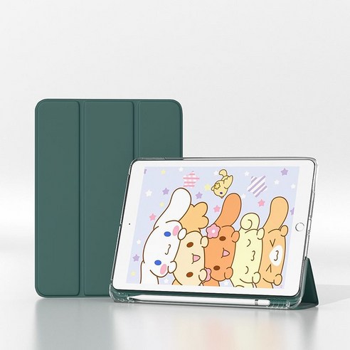 아이패드 케이스 태블릿 접이식 보호, 투명펜슬롯다크나이트그린절묘한+종이필름, iPadMini4/5(7.9인치)