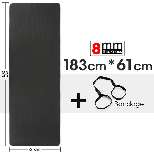 PAPOPER NBR 요가매트 8MM/10MM 필라테스 운동, 8MM, 블랙, {"스타일":"일반형"}