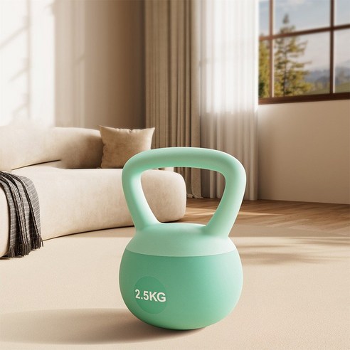 소음없는 말랑말랑한 소프트 케틀벨, 그린, 6kg, 1개