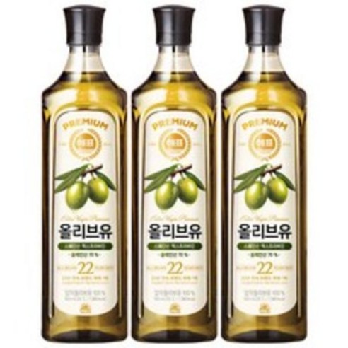 해표 압착 올리브유, 900ml, 3개