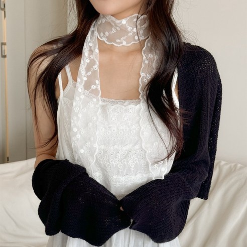 블루씨티 패턴 롱 스카프 타이 머플러