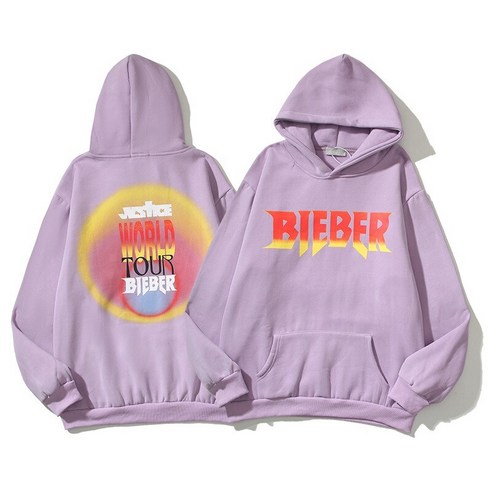 high street justin bieber hoodies world Purpose 투어 플리스 퍼플 까마귀 원피스 네온 프린트 힙합 스트리트 코트