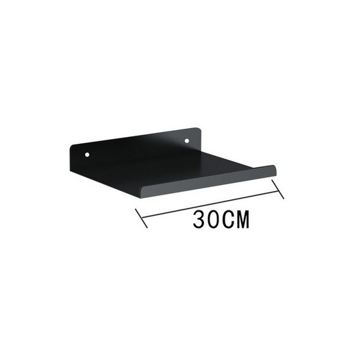 벽 철예 선반 일자 칸막이 벽 책꽂이 펀치 프리 선반 거실 장식 벽면 벽걸이 층걸이, 30x12 블랙