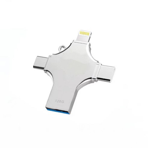 유니콘패밀리 64GB 128GB 256GB 4in1 USB 3.0 OTG C타입 otg젠더 usb메모리 C타입to usb 어댑터, 실버