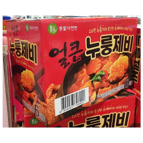 이가자연면 얼큰 누룽제비, 133.5g, 18개