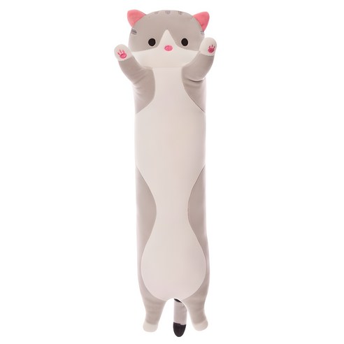 네이처타임즈 안고자는 긴 고양이 인형 베개, 그레이