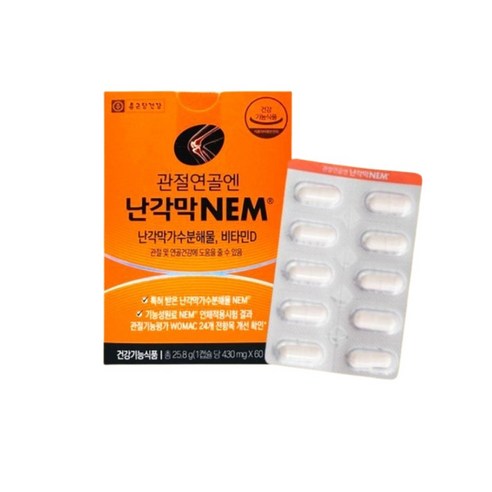 종근당건강 관절연골엔 난각막 NEM 430mg 60캡슐 1박스, 60정, 25.8g, 1박스