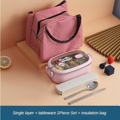 [SW] 다층 스테인리스 보온 도시락 식기 식품 용기 아침 식사 보관 상자, 1L-PINK-2
