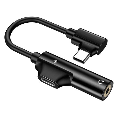 2-in-1 USB-C PD 헤드폰 잭 어댑터 (Aux 스테레오 이어폰 용), 블랙, 2x0.39x0.39 인치, 알루미늄 합금 쉘