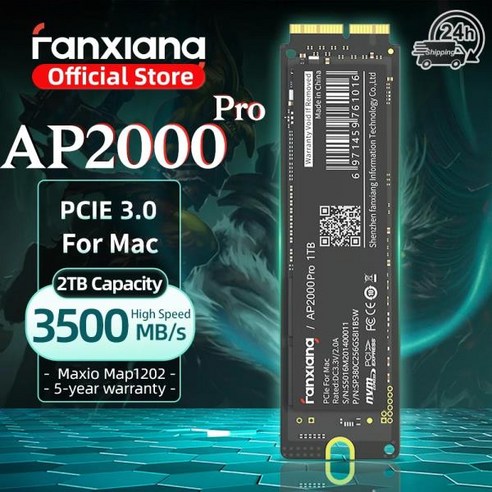 Fanxiang 맥북 에어 프로 아이맥용 내장 솔리드 스테이트 드라이브 AP2000 M.2 SSD 3500 MBs 1TB PCIe3.0 x, 한개옵션1, 한개옵션1