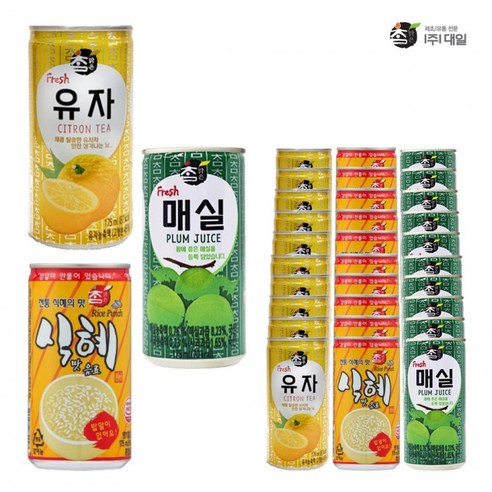 각 혼합캔음료 (총) 작은캔 참맑은 유자175&식혜175&매실175ml 참맑은혼합 X 캔음료 대일, 30개, 175ml