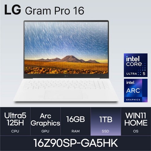 LG전자 그램 프로16 16Z90SP-GA5HK, WIN11 Home, 16GB, 1TB, 화이트