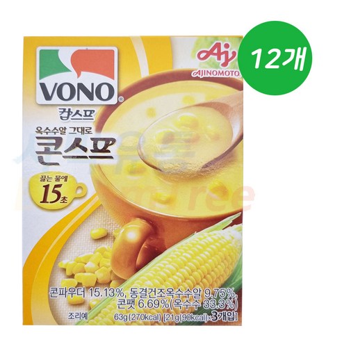 보노 VONO 옥수수알 그대로 콘스프 63g (21gx3봉), 12개