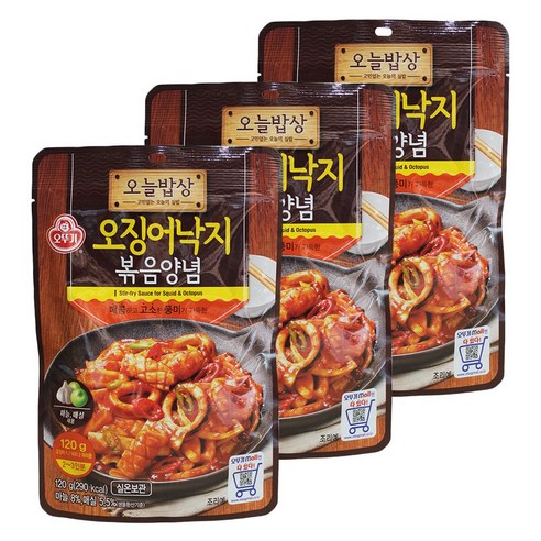 (실온)[오뚜기]오늘밥상 오징어낙지볶음양념 120g, 3개 쭈꾸미양념