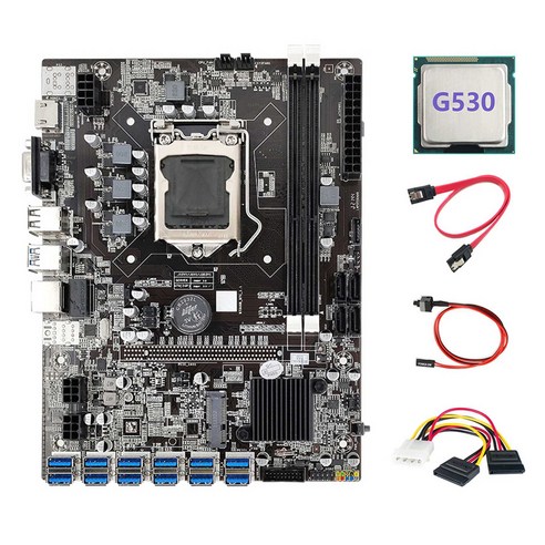 Lopbinte 마더보드+G530 CPU+4PIN-SATA 케이블+SATA 케이블+스위치 케이블, 광부 마더보드