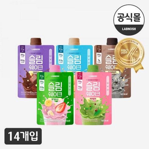 랩노쉬 슬림쉐이크 5종 14개입 (맛 선택), 슬림쉐이크 로스팅흑임자 7개입, 슬림쉐이크 더블초코 7개입, 1개