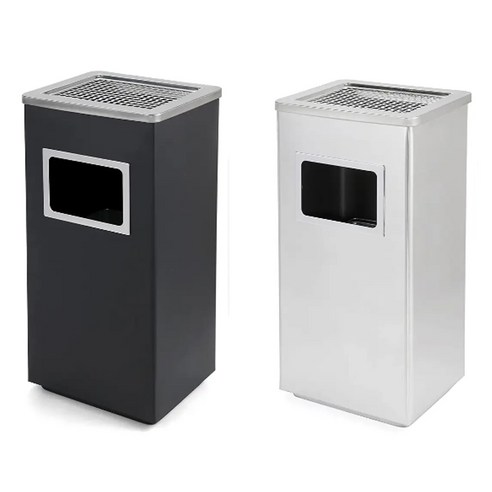 은광 야외 스탠드 업소용 재떨이 겸용 휴지통, 블랙 재떨이