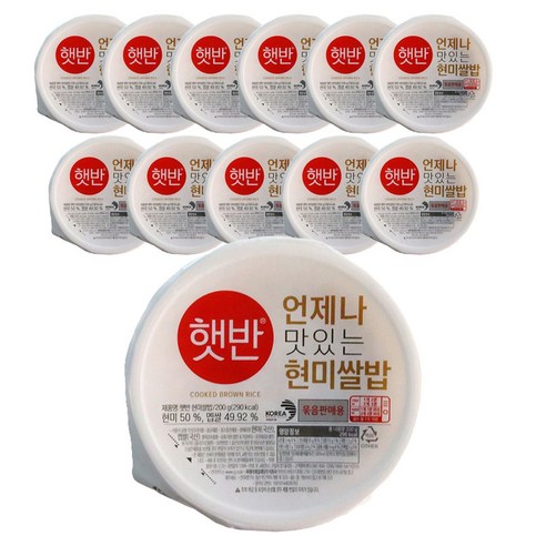CJ햇반 현미쌀밥 200g x 12 개입 세트, 1세트