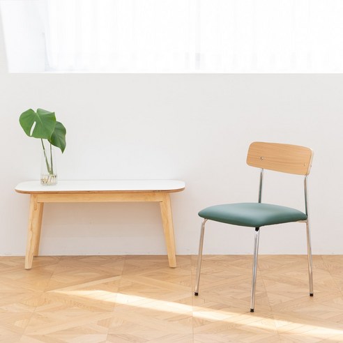 더한스 포니 학생 디자인 카페 체어 인테리어 식탁 의자, 크롬프레임, 1개, 스타 그린