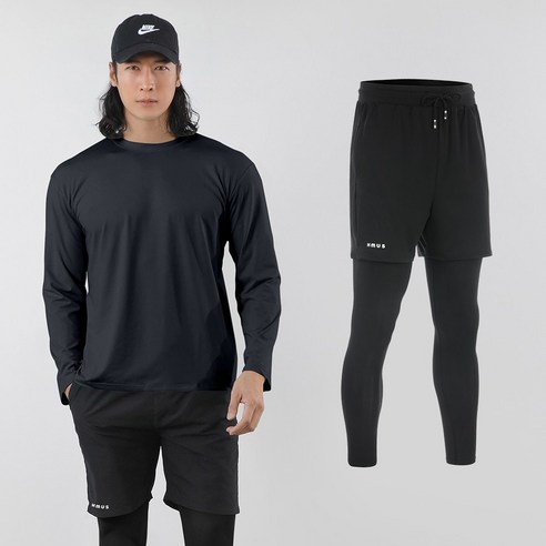 남자 래쉬가드 하의 반바지 레깅스 투인원 세트