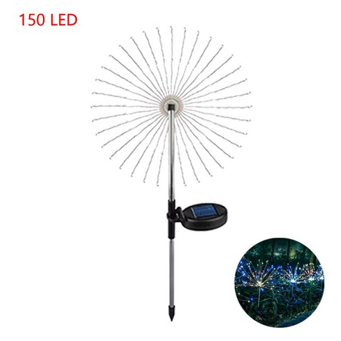 150LED 태양 야외 잔디 민들레 방수 플래시 문자열 조명 잔디 불꽃 램프 정원 크리스마스 장식 안뜰 조명, 2 PCS_150 led RGB