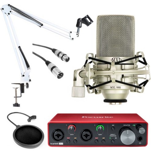 IT2FCS10 스칼렛2I2와 함께 하는 MXL 990 콘덴서 마이크 패키지 IT2FCS10 스칼렛2I2와 함께 하는 MXL 990 콘덴서 마이크 패키지