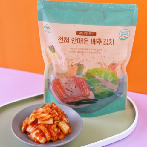 국산 전혀 안매운 배추김치 어린이 당일제조 저염 무첨가 파프리카 유아 김치, 500g, 1개