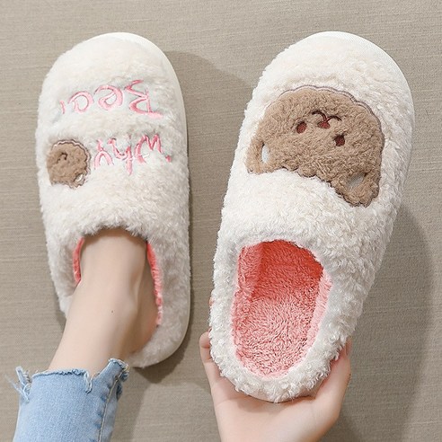 나믹수 귀여운 곰돌이 캐릭터 슬리퍼 실내화, 1개, 핑크
