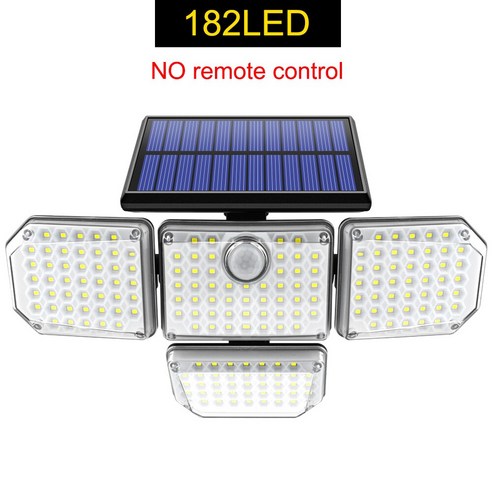 [ZL] 태양 광 조명 조정 가능한 머리와 야외 182/112 LED 벽 램프 보안 LED 홍수 빛 IP65 방수 3 작업 모드, 스페인_182ledNoremote