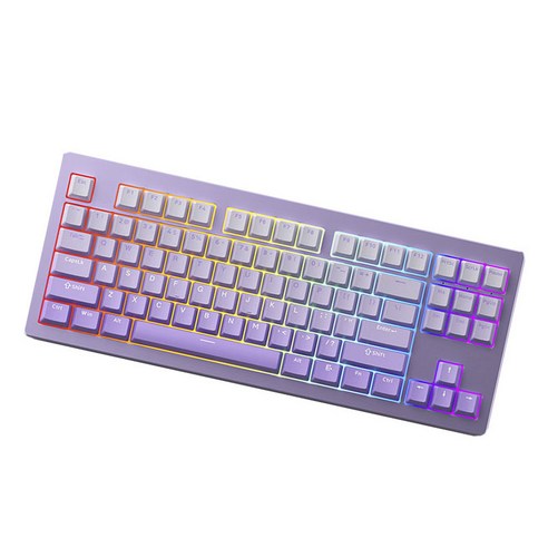 몬스긱 M3W 그라데이션 3가지 모드 RGB 기계식 OEM 87 키 핫스왑 유선 키보드, 화이트 + 퍼플, 아이스크림퍼플축, 텐키리스