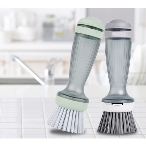Soap Dispensing Palm Brush Extra Replaceable Brush Heads Dish Brush for Dishes Pots Pans Sink Clean, 1PC, GREEN