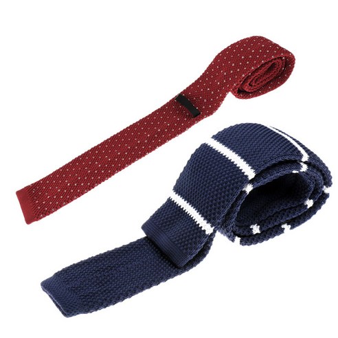 2 조각 유행 남성 니트 리본 넥타이 좁은 슬림 얇은 짠 Cravate Tie