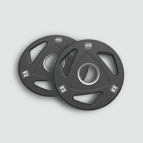 트라히어 홈트 고무 중량원판 RP3H, 2.5kg, 2개, 블랙