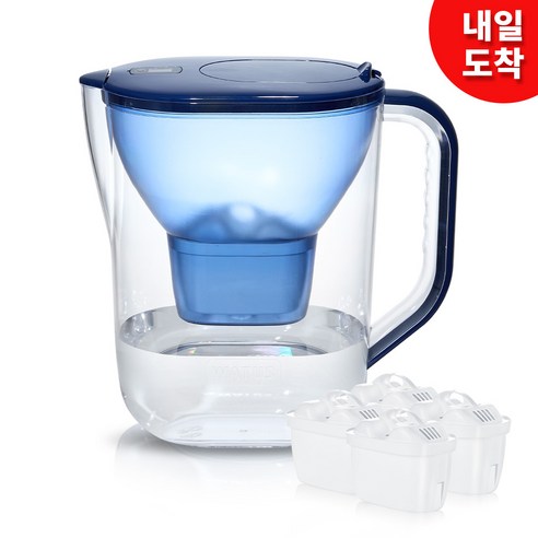 WATUS 정수기(독일산 필터 카트리지 4개 포함) - 주전자(3.8L) 브리타 정수 필터에 적합 BRITA Maxtra+ Plus Maxtra Pro 정수 필터와 호환 가능, Watus_Juna3.8L_4x