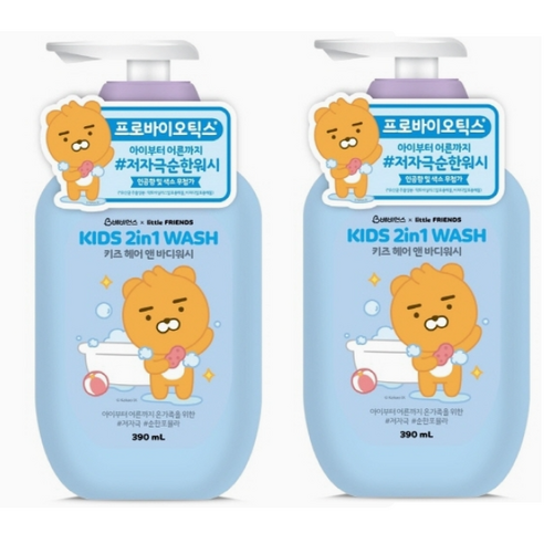 베비언스 카카오 키즈 2in1 헤어 앤 바디워시 (390ML*2입), 390ml, 1개