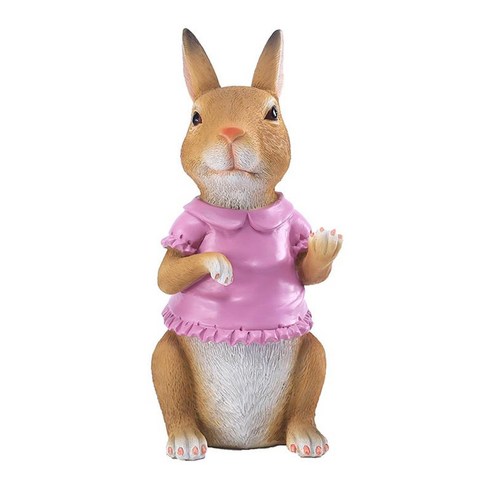 안뜰 잔디밭 조각품을 위한 귀여운 정원 동상 토끼 동물 인형 토끼, 수지, 핑크 브라운