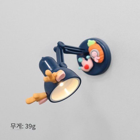 창조적 인 밝은 작은 책상 램프 자석 냉장고 자석 귀여운 냉장고 문 장식 야광 자기 흡입 페이스트, 푸른 램프 뿔 귀, 중간