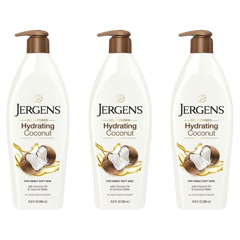 저겐스 하이드레이팅 코코넛 모이스처라이저, 3개, 496ml