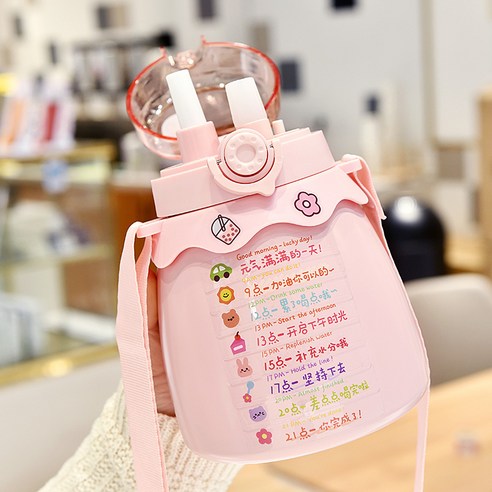 [LM] Kawaii 점보 파스텔 스티커 보온병 스테인레스 스틸 보온병 타임 마커 선물, 800ml, Pink