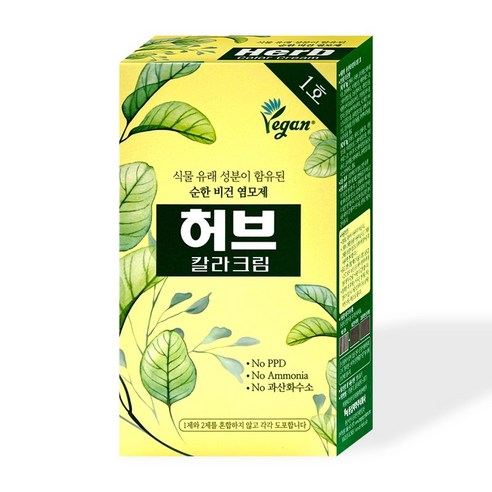 동성제약 순한 비건 염모제 허브칼라크림 염색약 1호 진한흑색 (약국전용상품), 1개