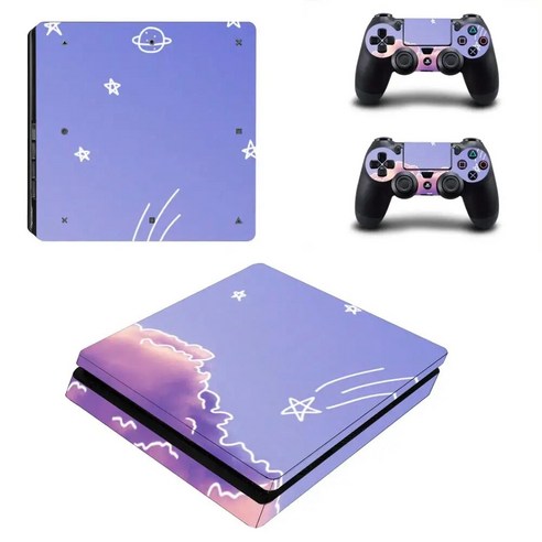 Starry Sky Star PS4 슬림 스티커 플레이 스테이션 4 스킨 스티커 데칼 플레이스테이션 4 PS4 슬림 콘솔 및 컨트롤러 스킨 비닐, 없음, 10.Black ps4슬림스킨 Best Top5