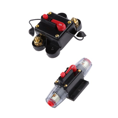 2 조각 12V-24V 인라인 방수 회로 차단기 100AMP 수동 리셋 스위치, {"사이즈":"설명"}, {"색상":"블랙"}, {"수건소재":"플라스틱"}