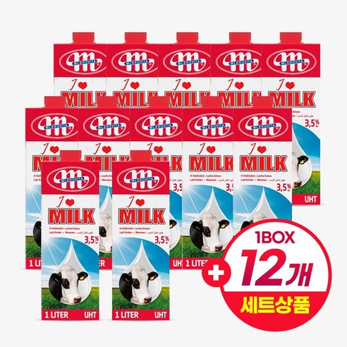 코함 믈레코 자연방목 멸균 우유, 1L, 36개