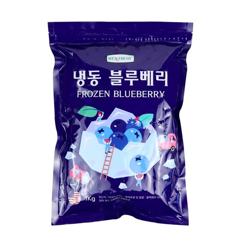 웰프레시 냉동 블루베리(미국산)1kg (2봉), 1kg, 2개