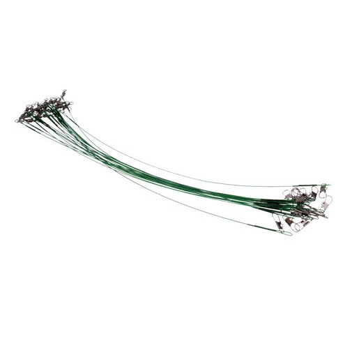 20 개/대 코팅 낚시 와이어 리더 추적 미끼 리드 라인 커넥터 스피너, 녹색, 스틸 와이어