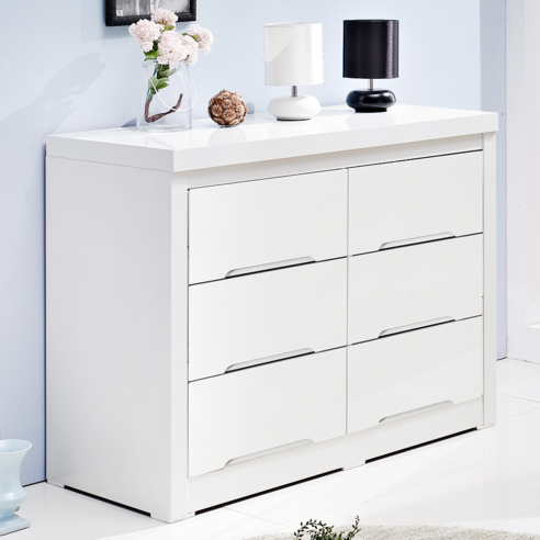 카멜레온퍼니처 하이 와이드 3단 서랍장, 고무화이트, 6개